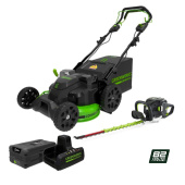 Комплект газонокосилка GREENWORKS GC82LM61S (2515607), кусторез GС82HT (2201807) с АКБ 5 Ah и ЗУ
