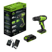 Аккумуляторная дрель-шуруповерт GREENWORKS 24V GD24DD35 (3704007CUA) бесщеточная с 2 Ач аккумулятором и зарядным устройством