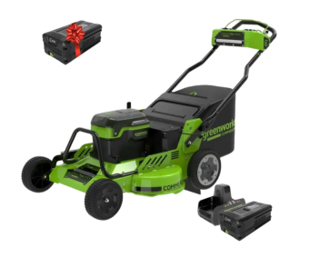 Газонокосилка самоходная Greenworks 82LM30SK5 82V 2519207 (76 см) бесщеточная аккумуляторная с 5 Ач аккумулятором и двойным зарядным устройством + 5 Ач аккумулятор в подарок