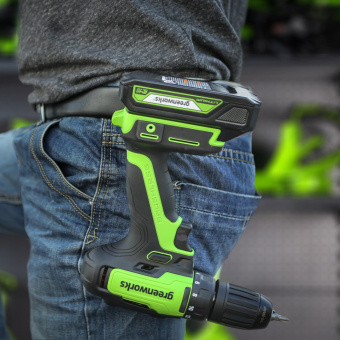 Аккумуляторная дрель-шуруповерт GREENWORKS 24V GD24DD35 (3704007CUC) бесщеточная с 2-мя 2 Ач аккумуляторами и зарядным устройством