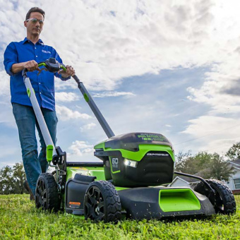 Аккумуляторная газонокосилка GREENWORKS GD60LM51SP (2514307U2B) с двумя 4 Ач аккумуляторами и двойным зарядным устройством